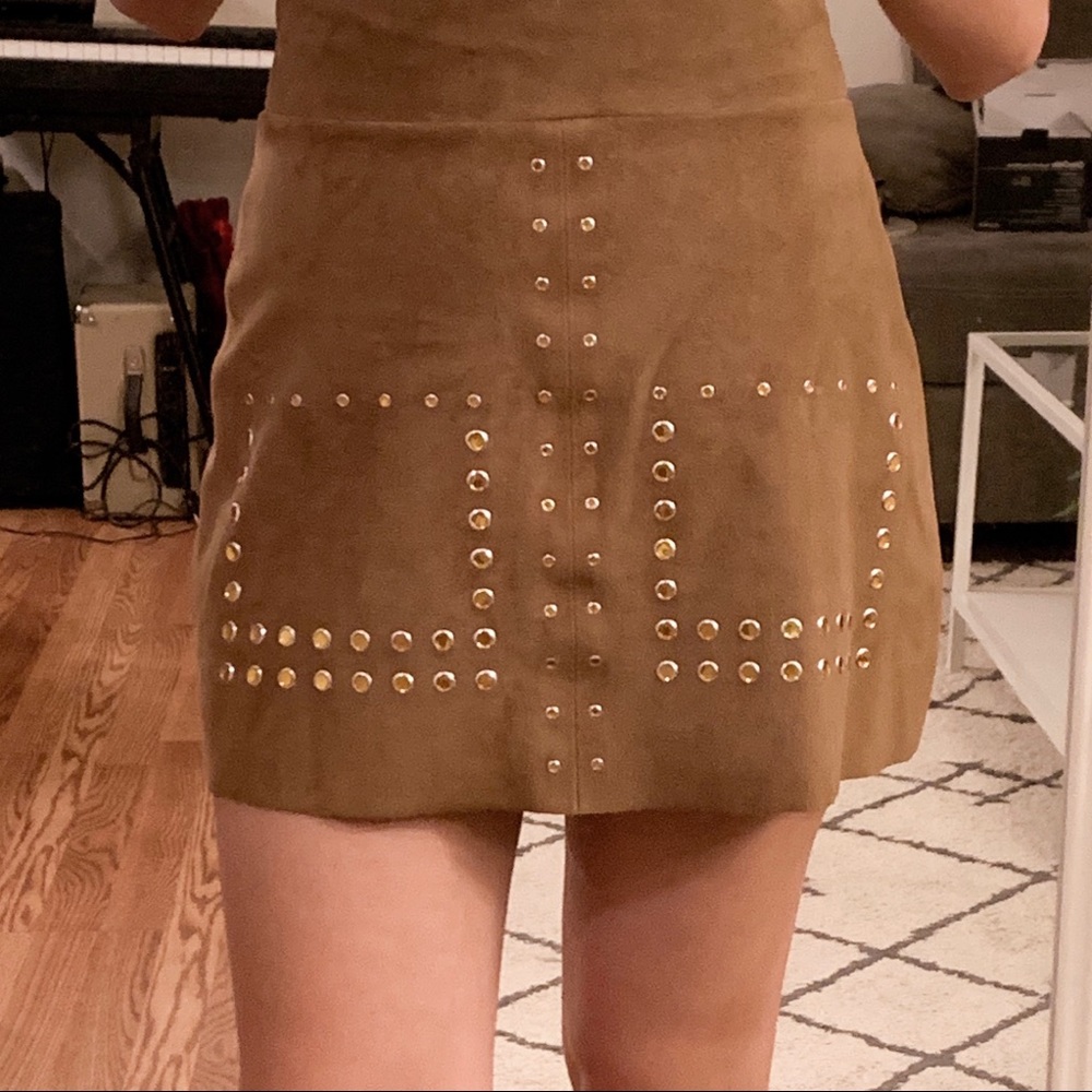 Tan Suede Studded Zara Skirt